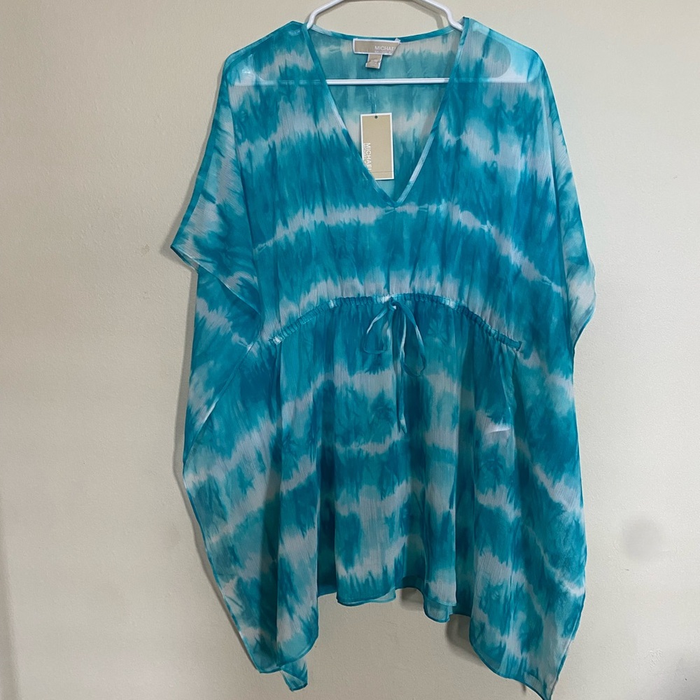 Michael Kors Teal Tie-Dye Beach Cover Up Size S/M